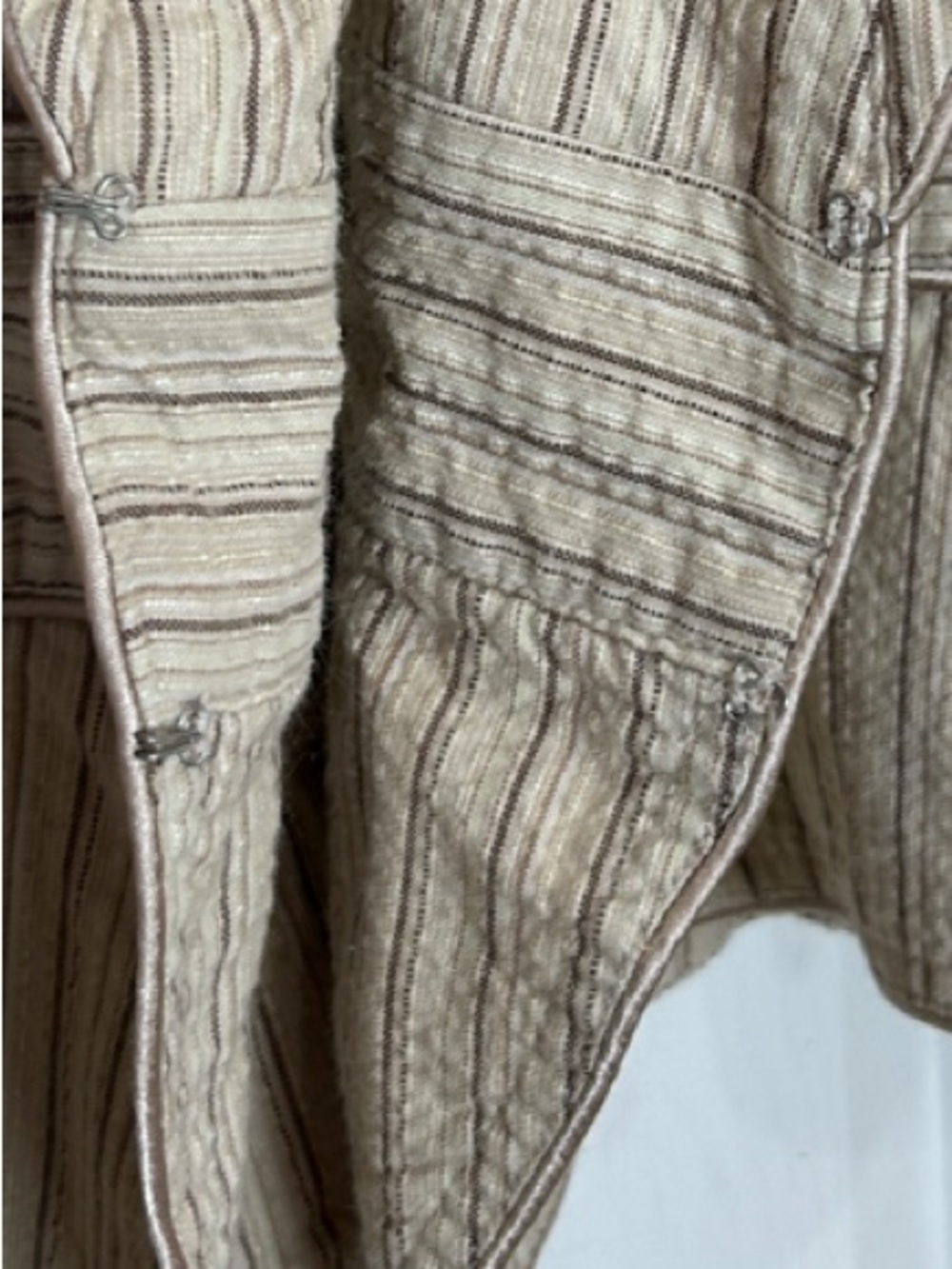 MIXIT Tan Neutral Pinstripe Cropped Peplum Blazer Jacket Cotton Plus Size 1X - Picture 10 of 11